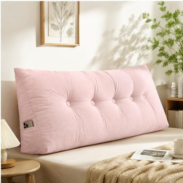 Dorm Headboard Pillow Twin XL Dorm Bed Wedge Cushion, No Nail College Dorm Room Essentials Back Support for Reading, Plush Bolster for Daybed Bun