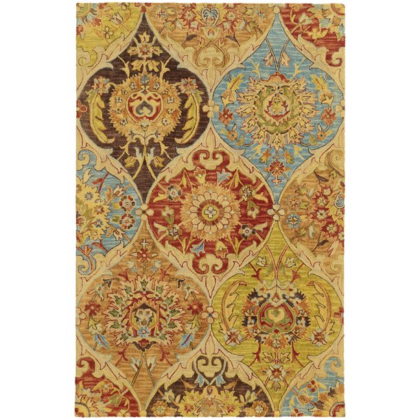 Tommy Bahama Area Rugs Jamison 53302 Beige Leaves Diamonds