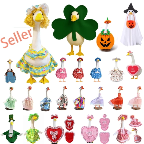 Porch Goose Outfit 23in Dress-Up All Seasons Holiday, Valentine's Day, St. Patrick's Day, Easter, 4th of July Lawn Porch Goose Clothes for Goose Patio Yard Garden Lawn Decor, Porch Goose Decorations