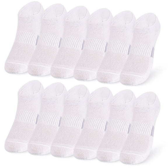 Deago 12 Pairs No Show Socks Womens and Men Athletic Ankle Socks Cushioned Running Low Cut