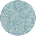 thumbnail image 3 of 8ft Round Water Resistant, Large Indoor Outdoor Rugs for Patios, Front Door Entry, Entryway, Deck, Porch, Balcony | Outside Area Rug for Patio | Seafoam, Floral | Size: 7'10'' Round, 3 of 5