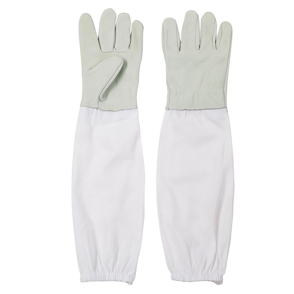 1Pair Protective Beekeeping Beekeeping Vented Long Sleeves Gloves Goatskin white 