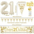 thumbnail image 2 of YANSION 21st Birthday Decorations Unisex, 21st Birthday Party Kit with Sand White Gold Happy 21st Birthday Banner, Beige White Gold Confetti Balloons Number 21 Balloon Triangle Flag Banner, 2 of 8