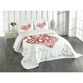 thumbnail image 3 of Ambesonne Love You More Quilted Bedspread Set 3 Pcs, Grungy Heart Form, Queen Size, Rust Black White, 3 of 5