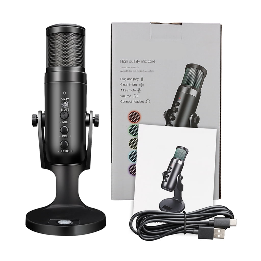 TINYSOME RGB Colorful USB Condenser Microphone Multipurpose Condenser Microphe Type-C for Recording PC Computer Chat Singing
