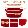 thumbnail image 2 of Small Woven Rope Storage Basket Empty Gift Basket with Ribbons and Gift Bags for Towels, Snacks, Small Items, Rectangle Shelf Basket for Bathroom Home Décor（Red）, 2 of 7