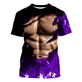 thumbnail image 4 of ZCFZJW 3D Workout Tees Shirt for Men Big and Tall Regular Fit Casual Fake Abs Print Summer Short Sleeve Round Neck Graphic T-Shirt Tops Purple S, 4 of 6