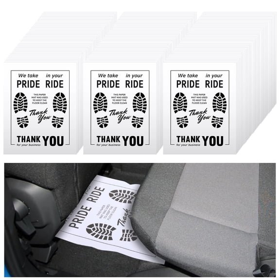 500PCS Car Floor Mats, Disposable Paper Automotive Floor Protectors, 19.3"×15.4" Auto Vehicles Floor Covers with Footprint Words, White Floor Pads for Cars, Auto Detailing Supplies