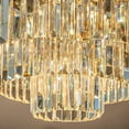 thumbnail image 4 of 8-Lights Mid-Century Modern Antique Gold 4-Tier Round Fringe Crystal Flush Mount, 4 of 7