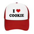 thumbnail image 2 of I Heart Cookie Love Food Funny Trucker Hat Mesh Cap Unisex Red, 2 of 5