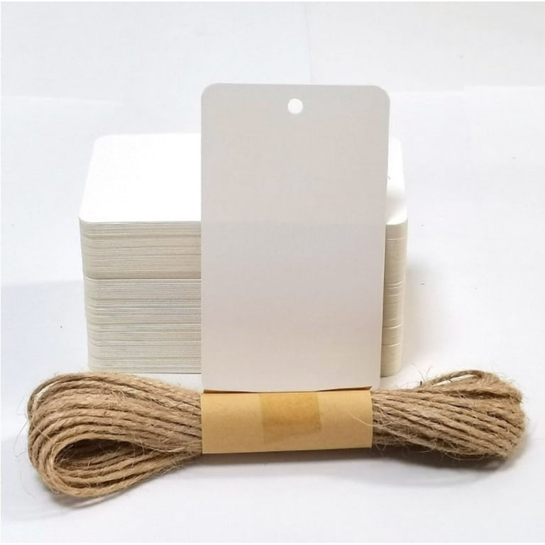 Gift Tags,100 Pcs White Paper Blank Gift Tags with String for Wedding  Favors,Craft Tags with Natural Jute Twine Polygon