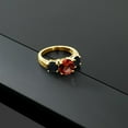 thumbnail image 5 of Gem Stone King 4.10 Ct Round Red Garnet Black Onyx 18K Yellow Gold Plated Silver Ring (Size 5), 5 of 5