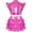 Hot Pink, variant on Girls Metallic Crop Top with Sequin Ruffle Tiered Skirt Sparkly Disco Jazz Dance Outfit Sets Purple 6