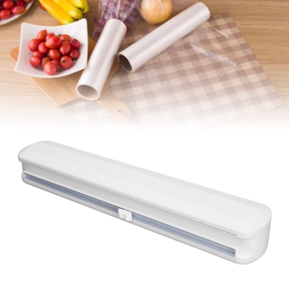 Plastic Wrap Dispenser With Slide Cutter, Cutting, Adjustable And Reusable For Tin Foil, Cling Film