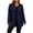 Navy, variant on Plus Size Women's Collared Button Front Cardigan, Lightweight Loose Mid Length Outerwear for Daily Casual Black XXL