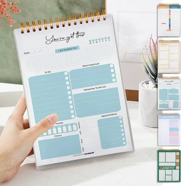 Sentmoon Cahiers pour l'École Carnet A5 Planificateur à Spirale Étudiant Planification Quotidienne pour Faire des Notes de Rappel Importantes Cadeau pour Anniversaire, Fête, Noël
