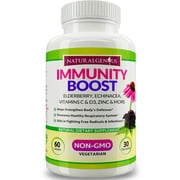 Natural Genius Immunity Booster Capsules - Elderberry, Echinacea, Vitamin C Daily Immune Support Supplement 60ct