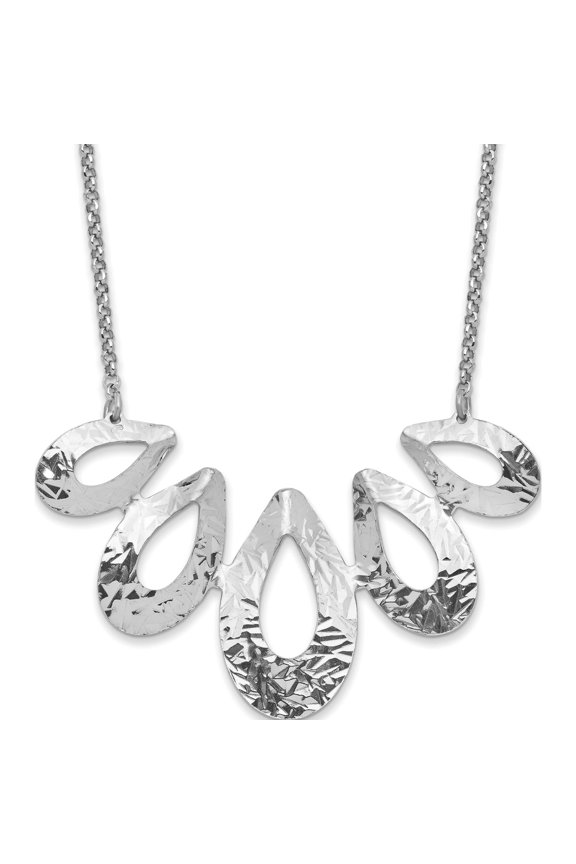 Sterling Silver Rhodium-Plated D/C With 1In Ext. Necklace (19 X 52.25) Made In Italy qlf1230-18