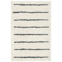 SAFAVIEH Venus Anuki Striped Shag Area Rug, 2'2" x 4', Ivory/Dark Grey