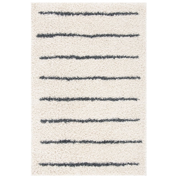 SAFAVIEH Venus Anuki Striped Shag Area Rug, 2'2" x 4', Ivory/Dark Grey