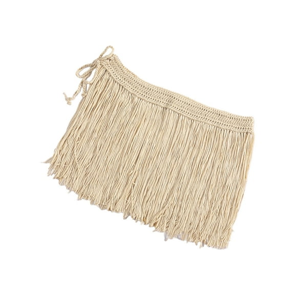 AOOOWER Womens Beach Sarong-Pareo Swimwear Cover-Ups Short Mini Skirt Fringe Wrap Skirt Kintted Belly Dance Skirt for Club Party