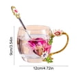thumbnail image 3 of 4.7x3.5 Inch Rose Enamel Glass Mug, Lead Free Tea Cup With Matching Spoon, Premier Gift for Mom's Day Birthday, Multicolor, 3 of 7