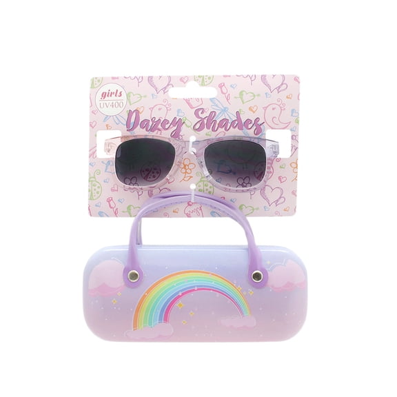 Girls Sunglasses Classic with Rainbow Case Fashion Style Cute Kids Sunglass