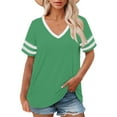 thumbnail image 2 of Bovemsi Plus Size V Neck T Shirts Women Short Sleeve Tops Casual Summer Tshirts Loose Fit Tee, Green Women's Summer Short Sleeve T-Shirts, XL, 2 of 4