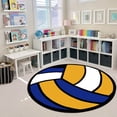 thumbnail image 2 of Belgian Velvet Round Carpet for Sports Themed Game Room Floor Mat Non Computer Chair Mat Swivel Base Durable Reading Area Rug 2362 Inch, 2 of 7