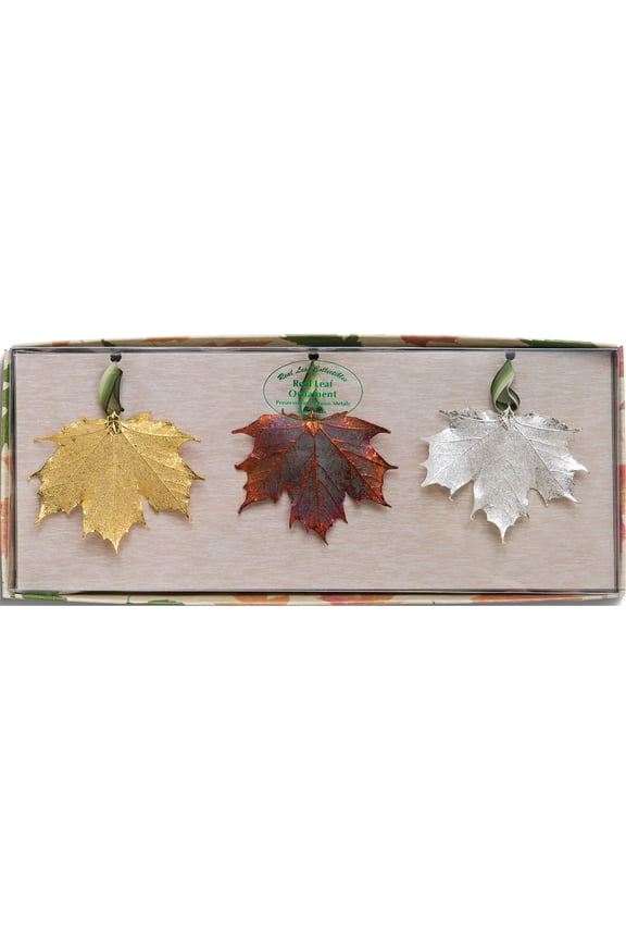 Fashion 24K/Silver/Iridescent Copper Dipped Maple Leaves Set Made In United States gm3918