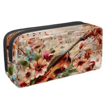 MUOOUM Pencil Case, Flower Musical Melody Instruments Large Capacity Pencil Pouch Stationery Pen Bag
