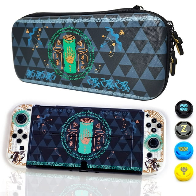Hard Carrying Case Compatible with Nintendo Switch / OLED, for Zelda tear of the kingdom Portable Travel Case with PC Protective Cover Case Thumb Grips Sets