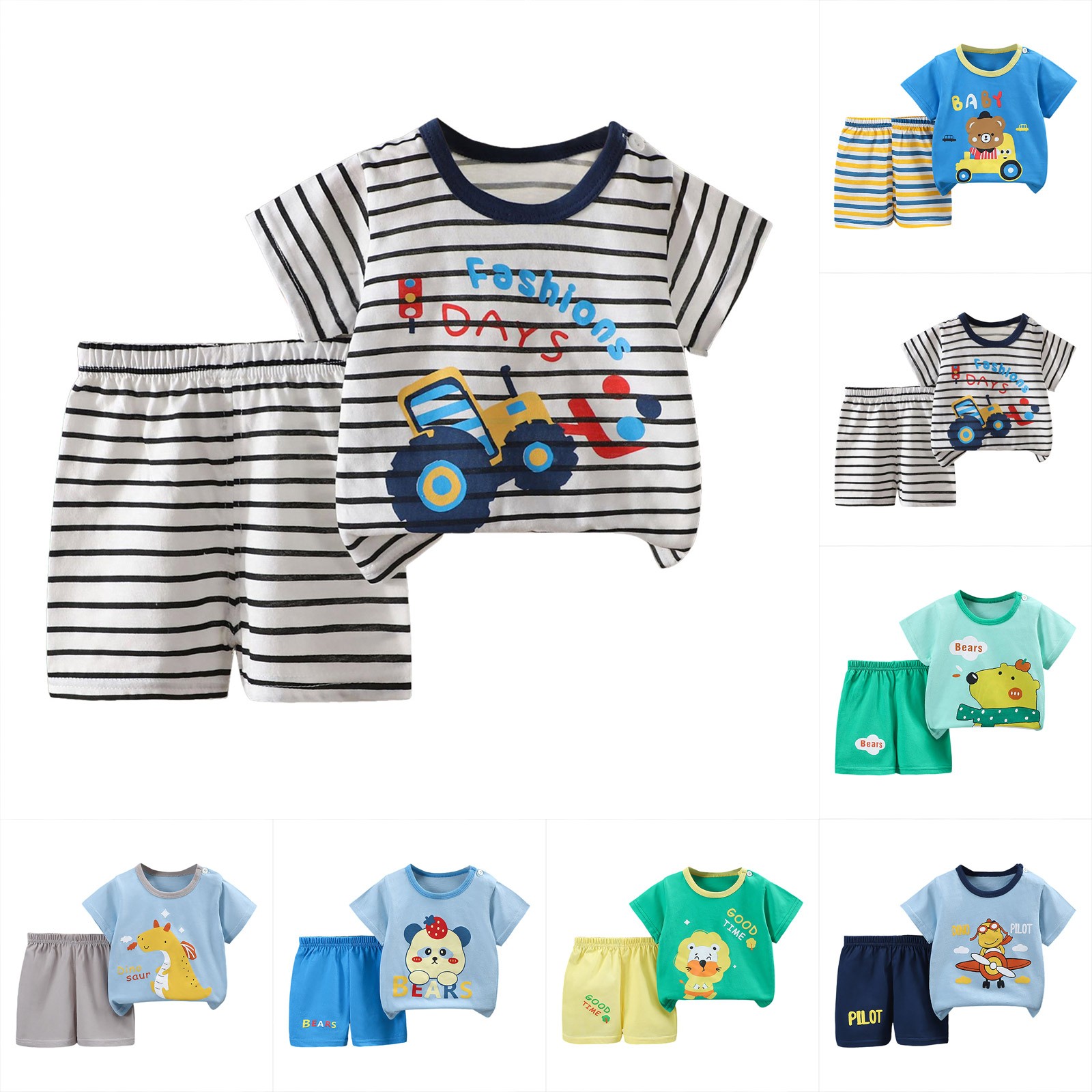 Nwiuh Boy Clothes Baby Boy Outfits 12-18 Months Baby Boy Clothes Short Sleeve T-Shirt Tee Tops Joggers Casual Elastic Shorts 2Pcs For 18-24 MonthsChildren's Day Gift(Green, 3-4 Years)