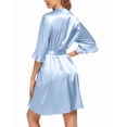 thumbnail image 4 of Avidlove Women's Satin Robe Ruffle Sleeve Short Belted Kimono Bathrobe Lingerie Bridesmaids Sleepwear, 4 of 8