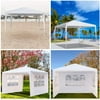 10' x 10' Outdoor White Waterproof Gazebo Canopy Tent with 3 Removable Sidewalls and Windows Heavy Duty Tent for Party Wedding Events Beach BBQ