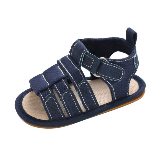 MIASHUI Toddler Sandals Summer Open Toe Hook Loop Flat Bottom Shoes Baby Walking,Blue,6-12 Months