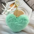 thumbnail image 1 of Xiao Hua Llavero de peluche con forma de corazón - 1 llavero pequeño, anilla de acero inoxidable, llavero de uso diario de 6 × 3,54 pulgadas, poliéster suave, apto para llavero de coche, verde claro, 1 of 5