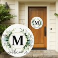 thumbnail image 2 of Clearance! Monogram Letter Welcome Sign for Front Door Rustic Green Floral Family Initial House Warming Decor Spring Summer Wooden Wreath Personalized Sign for House Front Porch 12 Inch, 2 of 9