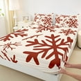 thumbnail image 3 of Manfei Vintage Red Snowflake Full Size Sheets,Merry Christmas Bed Sheets,Happy New Year Sheet Sets For Men Women,Microfiber Bedroom Decor,4-Piece, 3 of 7