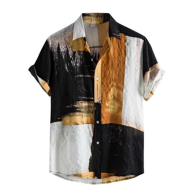 Chemise à Manches Courtes Imprimée Décontractée pour Hommes, Col Rabattu, Chemise Habillée, Chemise de Pyjama Grande Taille, Grandes Chemises de Travail Personnalisées pour Hommes