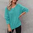 thumbnail image 2 of Oversized Sweatshirt for Women Waffle Knit Crewneck Sweatshirts Long Sleeve Side Slits Casual Pullover Tops, S-2XL, 2 of 6