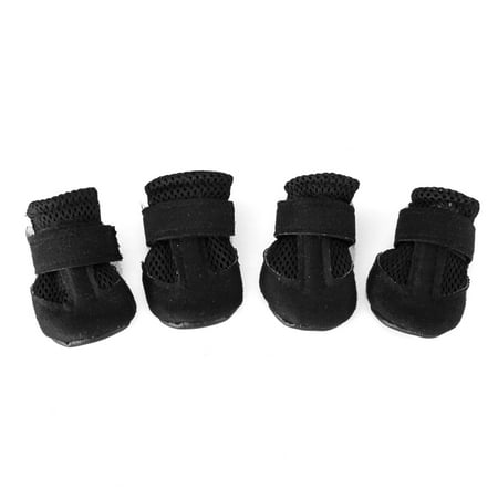 Anvazise 4Pcs Dog Puppy Pet Soft Mesh Anti-slip Shoes Boots Comfortable Casual Sneakers Black XL