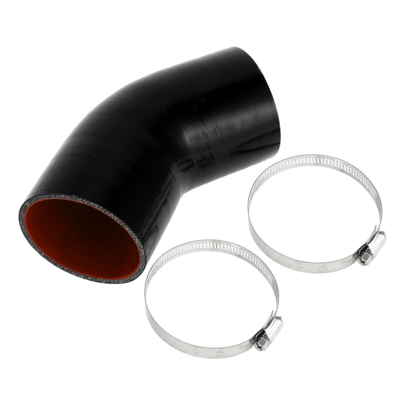 Unique Bargains 1 Set 80mm/3.15" ID 90mm/3.54" Length 45 Degrees Black Red Car Silicone Hose with Clamps Coolant Hose Universal