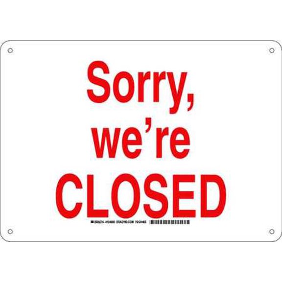 BRADY 124885 Facility Sign,Plastic,10 x 14 in,Red/Wht