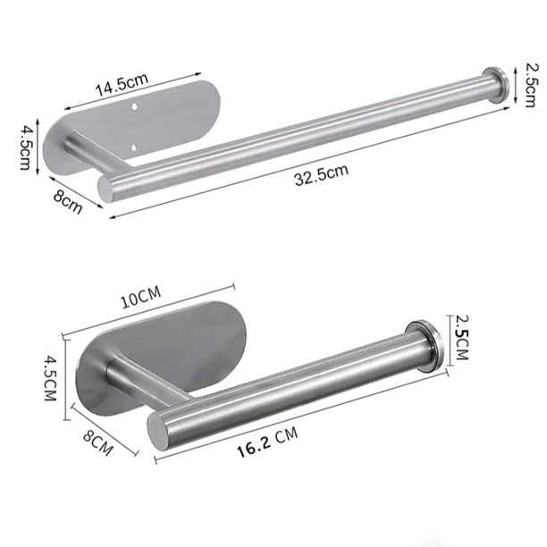 Soporte de papel higiénico adhesivo de acero inoxidable, montaje en pared, rollo de cocina, toallero, dispensador de servilletas, soporte absorbente, colgador de pañuelos