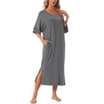 thumbnail image 4 of INSPIRE CHIC Women's Nightshirts 3/4 Sleeve Nightgowns Sleepewear Shirt Dress 2XL Deep Gray, 4 of 5