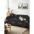 thumbnail image 3 of Black Modern Couch Cover for 2 Cushion Sofa, Farmhouse Rabbit Abstract Art Washable Loveseat Sofa Covers Slipcover for Sectional Sofas L-Shaped, Couch Throw Cover 71"x118", 3 of 9