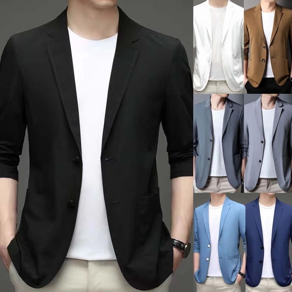 Blekii Men's Lightweight Suit Jacket, Summer Thin Blazer for Office, Breathable Formal Unlined Coat, Stretch Travel Sport Coat, Business Casual Jacket for Hot Weather,