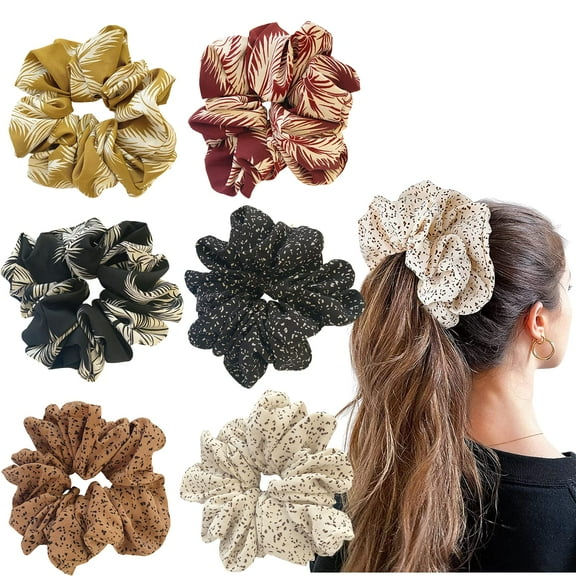 6 PCS Large Satin Scrunchie - Oversized, Jumbo, Giant, Big Silk Scrunchies for Women