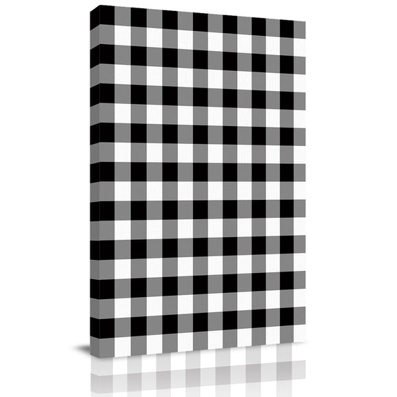Canvas Wall Art, Black and White Checkered Framed Canvas Prints for Living Room Office, Farmhouse Buffalo Plaid Large Gallery Wrapped Wall Decor for Home Office, Gifts, 16"x24" Ship Next Day
